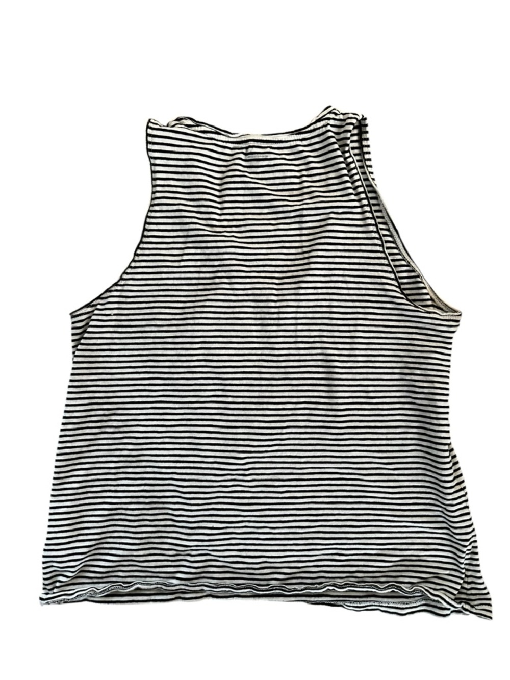 Madewell Whisper Cotton V-Neck Pocket Tank Top Striped Black White Medium - Picture 5 of 10